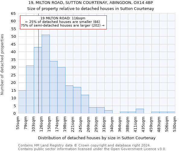 19, MILTON ROAD, SUTTON COURTENAY, ABINGDON, OX14 4BP: Size of property relative to detached houses in Sutton Courtenay