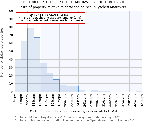 19, TURBETTS CLOSE, LYTCHETT MATRAVERS, POOLE, BH16 6HF: Size of property relative to detached houses in Lytchett Matravers