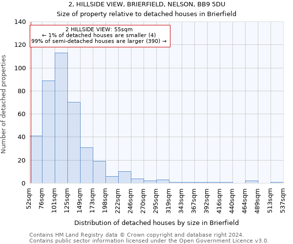 2, HILLSIDE VIEW, BRIERFIELD, NELSON, BB9 5DU: Size of property relative to detached houses in Brierfield