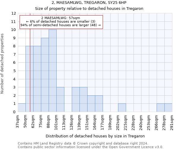 2, MAESAMLWG, TREGARON, SY25 6HP: Size of property relative to detached houses in Tregaron