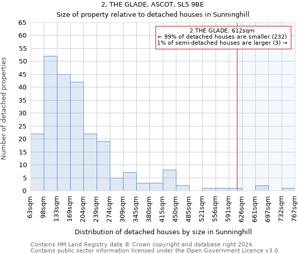 2, THE GLADE, ASCOT, SL5 9BE: Size of property relative to detached houses in Sunninghill