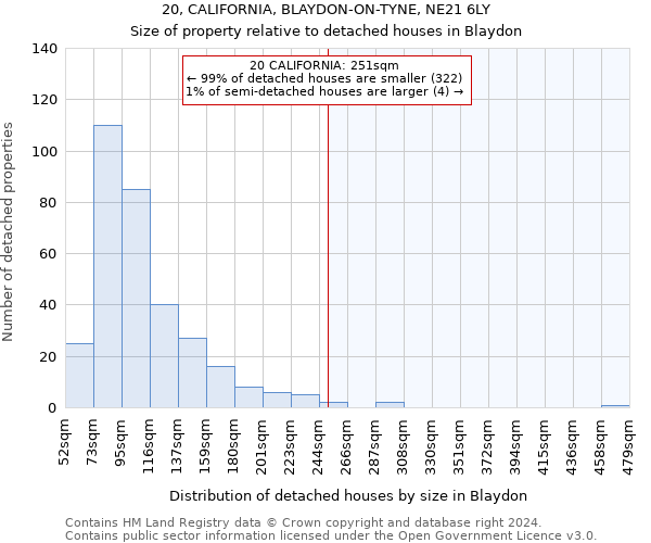 20, CALIFORNIA, BLAYDON-ON-TYNE, NE21 6LY: Size of property relative to detached houses in Blaydon