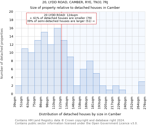 20, LYDD ROAD, CAMBER, RYE, TN31 7RJ: Size of property relative to detached houses in Camber