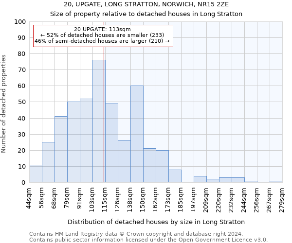 20, UPGATE, LONG STRATTON, NORWICH, NR15 2ZE: Size of property relative to detached houses in Long Stratton