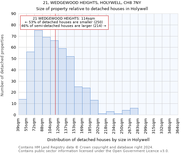 21, WEDGEWOOD HEIGHTS, HOLYWELL, CH8 7NY: Size of property relative to detached houses in Holywell