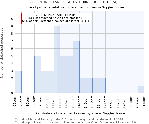 22, BENTINCK LANE, SIGGLESTHORNE, HULL, HU11 5QR: Size of property relative to detached houses in Sigglesthorne