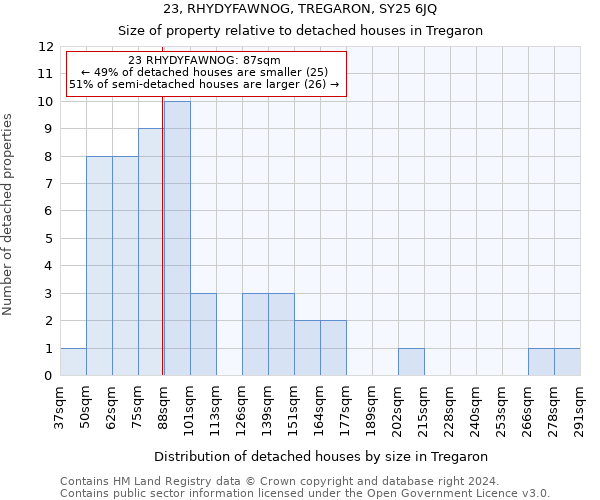 23, RHYDYFAWNOG, TREGARON, SY25 6JQ: Size of property relative to detached houses in Tregaron