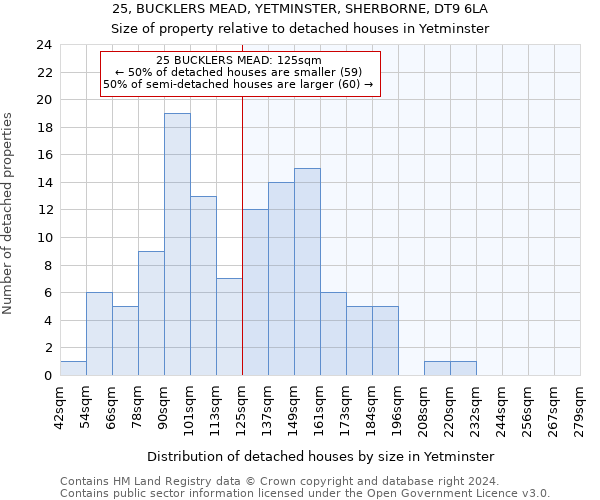 25, BUCKLERS MEAD, YETMINSTER, SHERBORNE, DT9 6LA: Size of property relative to detached houses in Yetminster