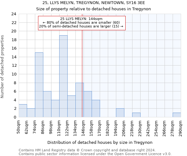 25, LLYS MELYN, TREGYNON, NEWTOWN, SY16 3EE: Size of property relative to detached houses in Tregynon