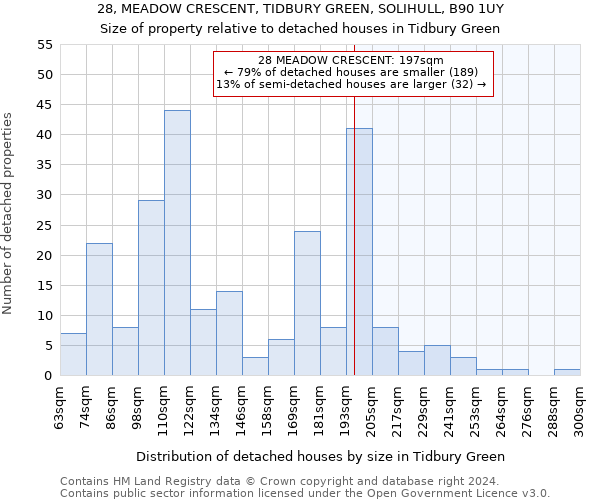 28, MEADOW CRESCENT, TIDBURY GREEN, SOLIHULL, B90 1UY: Size of property relative to detached houses in Tidbury Green