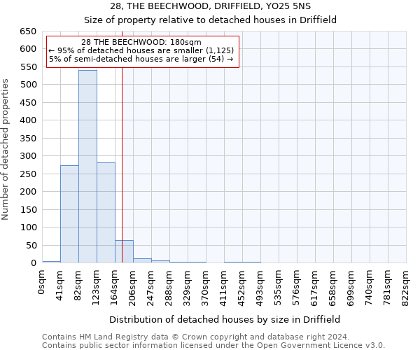 28, THE BEECHWOOD, DRIFFIELD, YO25 5NS: Size of property relative to detached houses in Driffield