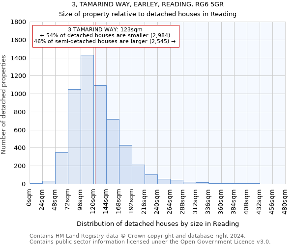 3, TAMARIND WAY, EARLEY, READING, RG6 5GR: Size of property relative to detached houses in Reading