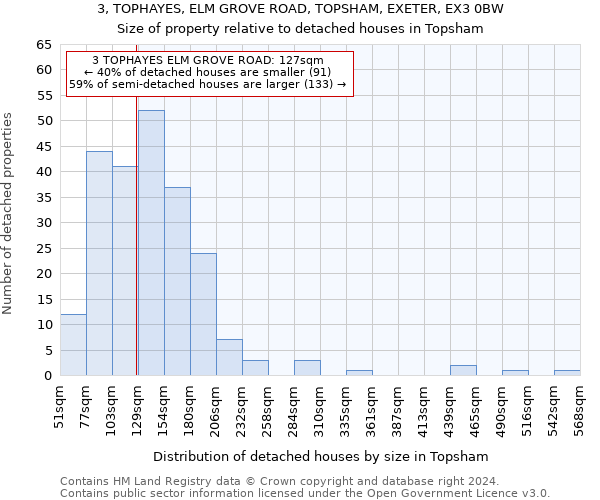 3, TOPHAYES, ELM GROVE ROAD, TOPSHAM, EXETER, EX3 0BW: Size of property relative to detached houses in Topsham