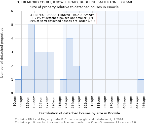 3, TREMFORD COURT, KNOWLE ROAD, BUDLEIGH SALTERTON, EX9 6AR: Size of property relative to detached houses in Knowle