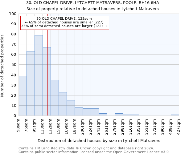 30, OLD CHAPEL DRIVE, LYTCHETT MATRAVERS, POOLE, BH16 6HA: Size of property relative to detached houses in Lytchett Matravers