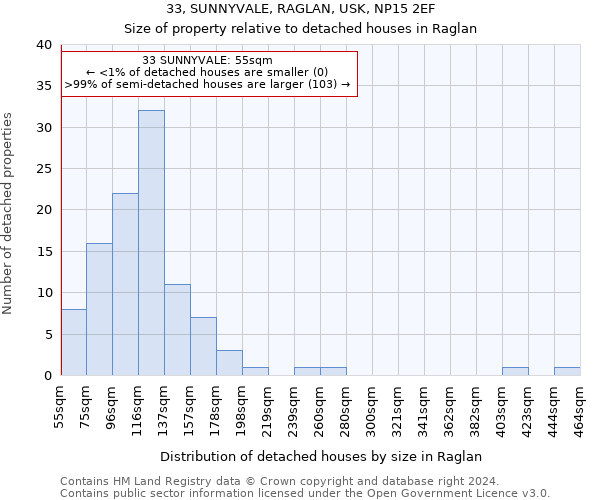 33, SUNNYVALE, RAGLAN, USK, NP15 2EF: Size of property relative to detached houses in Raglan