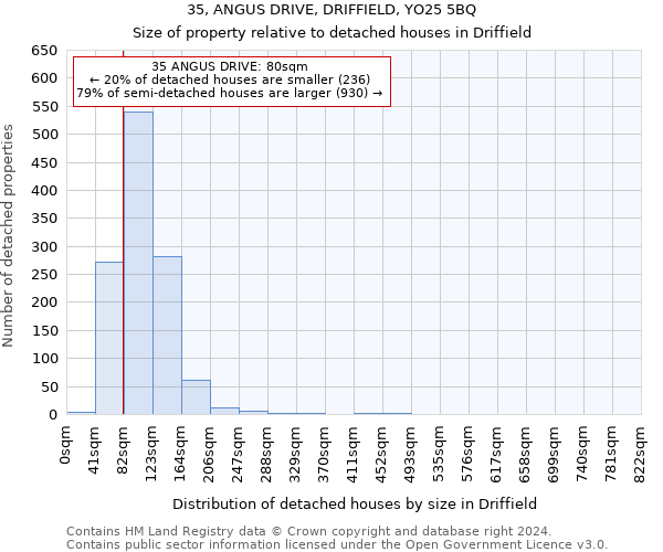 35, ANGUS DRIVE, DRIFFIELD, YO25 5BQ: Size of property relative to detached houses in Driffield