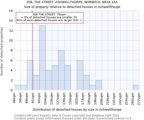 35B, THE STREET, ASHWELLTHORPE, NORWICH, NR16 1AA: Size of property relative to detached houses in Ashwellthorpe