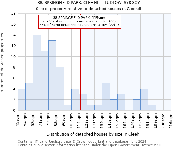38, SPRINGFIELD PARK, CLEE HILL, LUDLOW, SY8 3QY: Size of property relative to detached houses in Cleehill