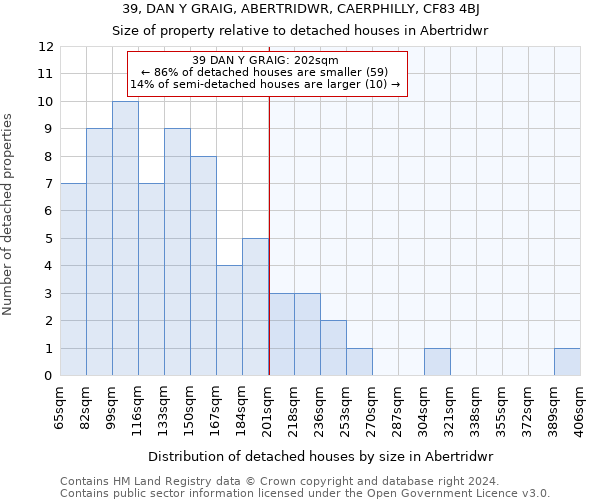 39, DAN Y GRAIG, ABERTRIDWR, CAERPHILLY, CF83 4BJ: Size of property relative to detached houses in Abertridwr