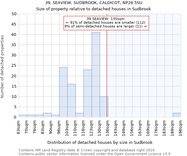 39, SEAVIEW, SUDBROOK, CALDICOT, NP26 5SU: Size of property relative to detached houses in Sudbrook