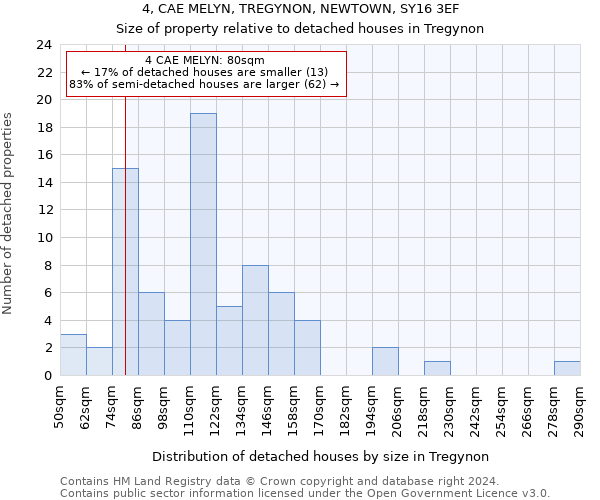 4, CAE MELYN, TREGYNON, NEWTOWN, SY16 3EF: Size of property relative to detached houses in Tregynon