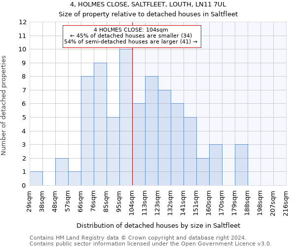 4, HOLMES CLOSE, SALTFLEET, LOUTH, LN11 7UL: Size of property relative to detached houses in Saltfleet