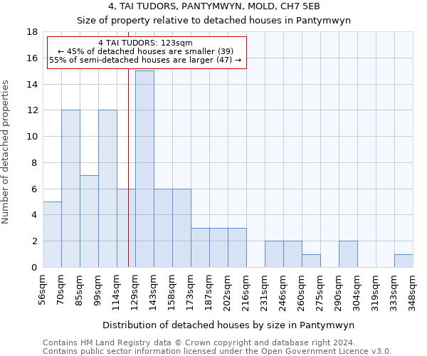 4, TAI TUDORS, PANTYMWYN, MOLD, CH7 5EB: Size of property relative to detached houses in Pantymwyn