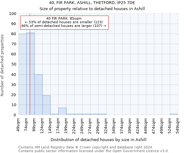 40, FIR PARK, ASHILL, THETFORD, IP25 7DE: Size of property relative to detached houses in Ashill