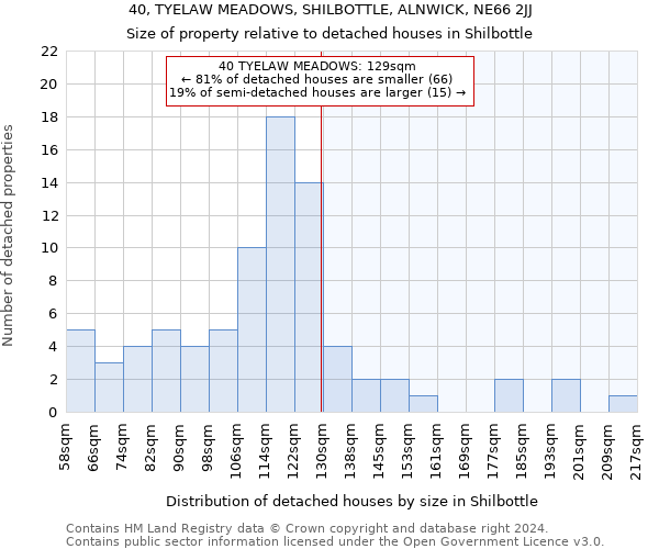 40, TYELAW MEADOWS, SHILBOTTLE, ALNWICK, NE66 2JJ: Size of property relative to detached houses in Shilbottle