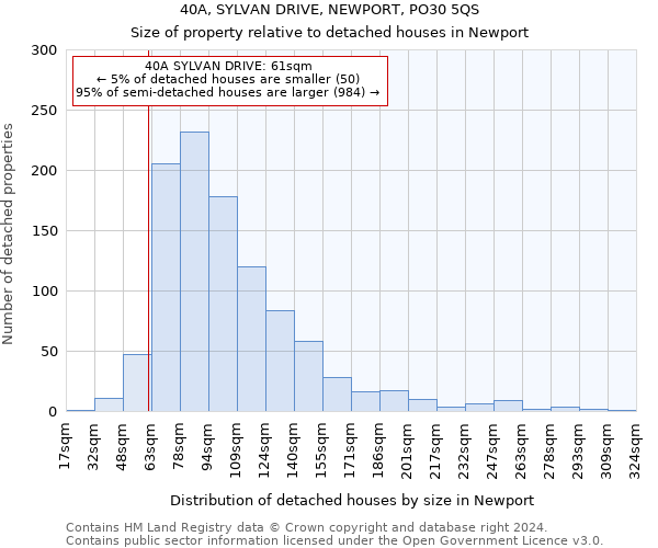 40A, SYLVAN DRIVE, NEWPORT, PO30 5QS: Size of property relative to detached houses in Newport