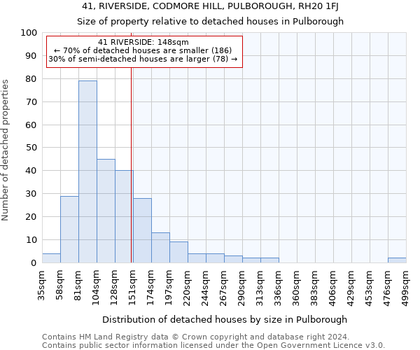 41, RIVERSIDE, CODMORE HILL, PULBOROUGH, RH20 1FJ: Size of property relative to detached houses in Pulborough