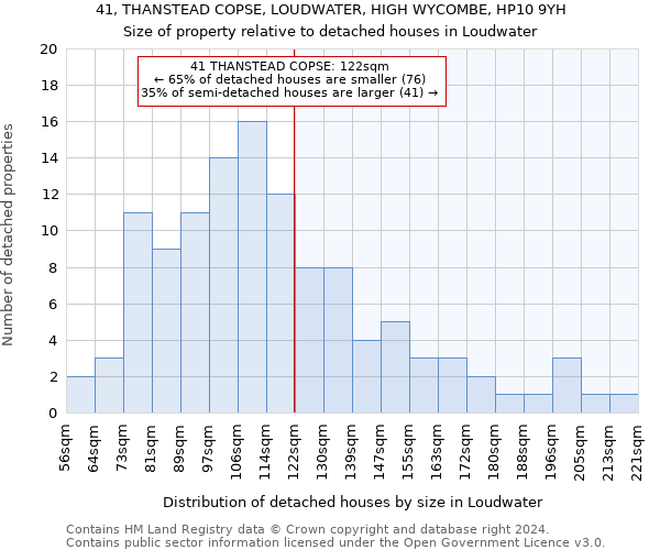 41, THANSTEAD COPSE, LOUDWATER, HIGH WYCOMBE, HP10 9YH: Size of property relative to detached houses in Loudwater