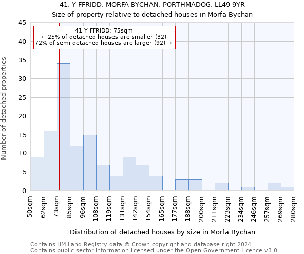 41, Y FFRIDD, MORFA BYCHAN, PORTHMADOG, LL49 9YR: Size of property relative to detached houses in Morfa Bychan