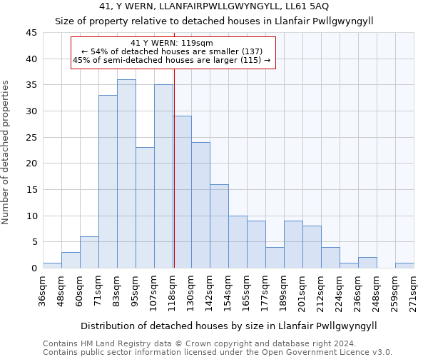 41, Y WERN, LLANFAIRPWLLGWYNGYLL, LL61 5AQ: Size of property relative to detached houses in Llanfair Pwllgwyngyll
