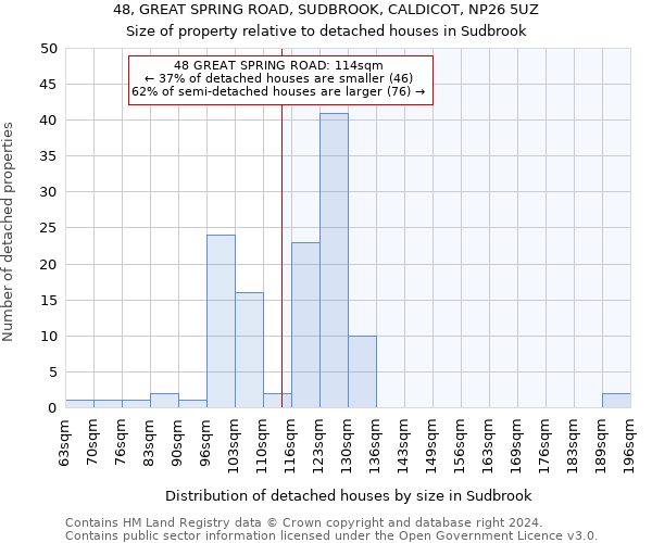 48, GREAT SPRING ROAD, SUDBROOK, CALDICOT, NP26 5UZ: Size of property relative to detached houses in Sudbrook