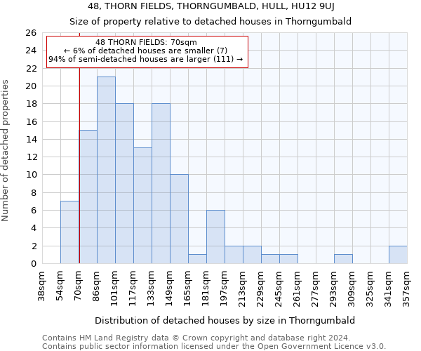 48, THORN FIELDS, THORNGUMBALD, HULL, HU12 9UJ: Size of property relative to detached houses in Thorngumbald