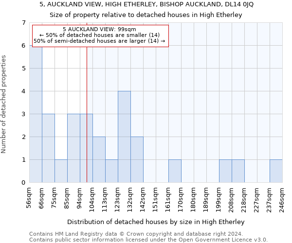 5, AUCKLAND VIEW, HIGH ETHERLEY, BISHOP AUCKLAND, DL14 0JQ: Size of property relative to detached houses in High Etherley