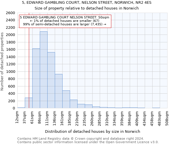 5, EDWARD GAMBLING COURT, NELSON STREET, NORWICH, NR2 4ES: Size of property relative to detached houses in Norwich