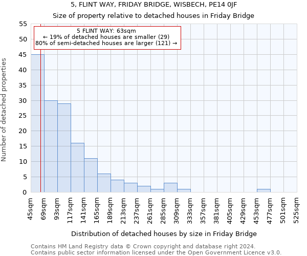 5, FLINT WAY, FRIDAY BRIDGE, WISBECH, PE14 0JF: Size of property relative to detached houses in Friday Bridge