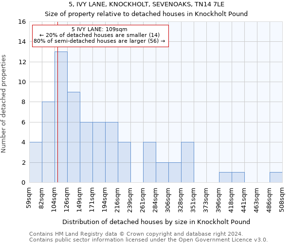 5, IVY LANE, KNOCKHOLT, SEVENOAKS, TN14 7LE: Size of property relative to detached houses in Knockholt Pound