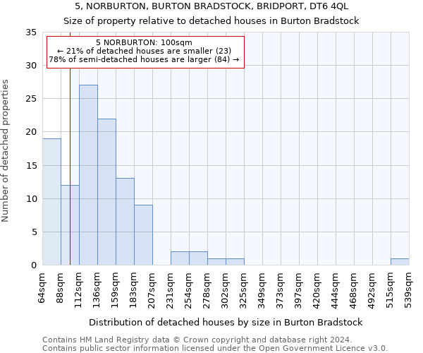 5, NORBURTON, BURTON BRADSTOCK, BRIDPORT, DT6 4QL: Size of property relative to detached houses in Burton Bradstock