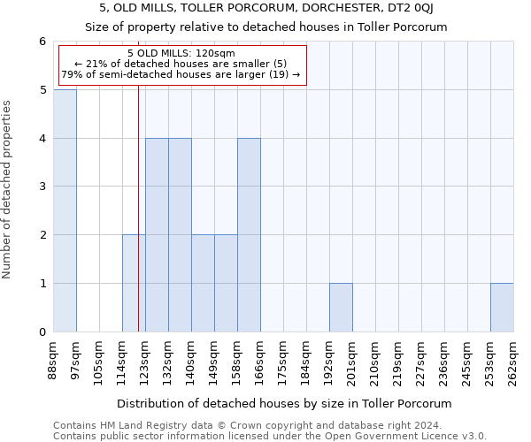 5, OLD MILLS, TOLLER PORCORUM, DORCHESTER, DT2 0QJ: Size of property relative to detached houses in Toller Porcorum