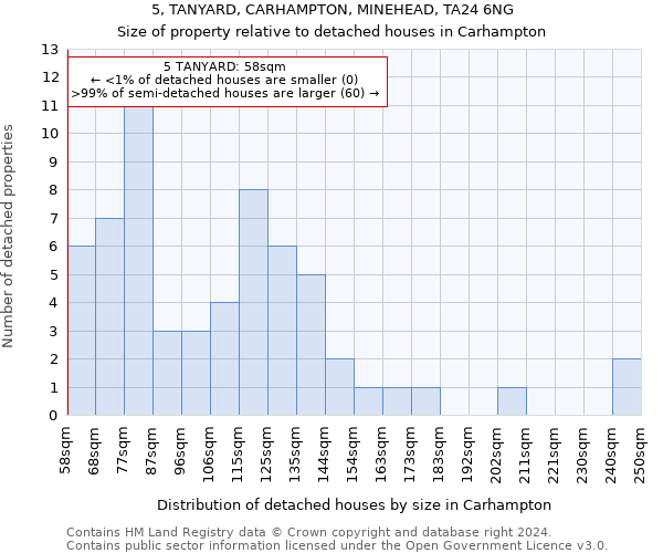 5, TANYARD, CARHAMPTON, MINEHEAD, TA24 6NG: Size of property relative to detached houses in Carhampton