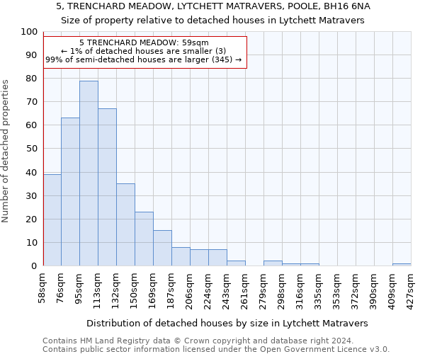 5, TRENCHARD MEADOW, LYTCHETT MATRAVERS, POOLE, BH16 6NA: Size of property relative to detached houses in Lytchett Matravers