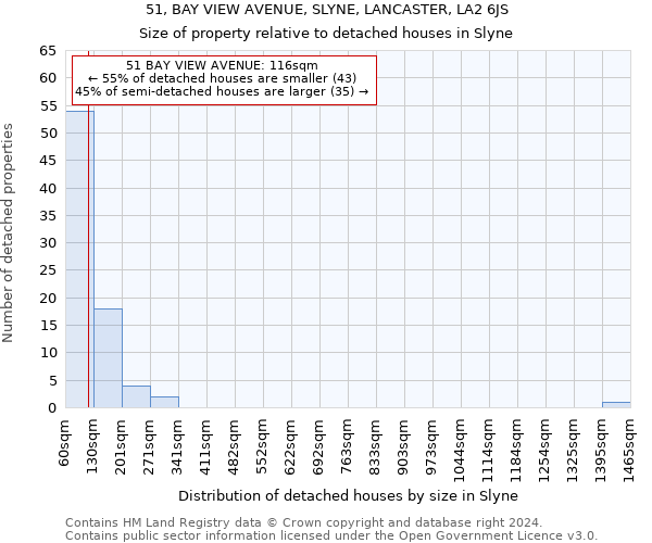 51, BAY VIEW AVENUE, SLYNE, LANCASTER, LA2 6JS: Size of property relative to detached houses in Slyne