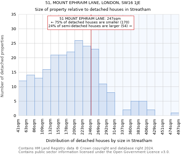 51, MOUNT EPHRAIM LANE, LONDON, SW16 1JE: Size of property relative to detached houses in Streatham