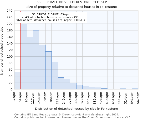 53, BIRKDALE DRIVE, FOLKESTONE, CT19 5LP: Size of property relative to detached houses in Folkestone