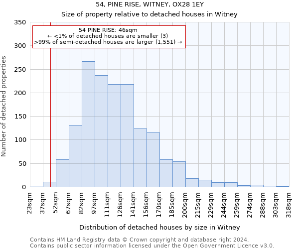 54, PINE RISE, WITNEY, OX28 1EY: Size of property relative to detached houses in Witney