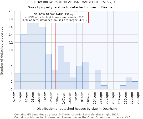56, ROW BROW PARK, DEARHAM, MARYPORT, CA15 7JU: Size of property relative to detached houses in Dearham